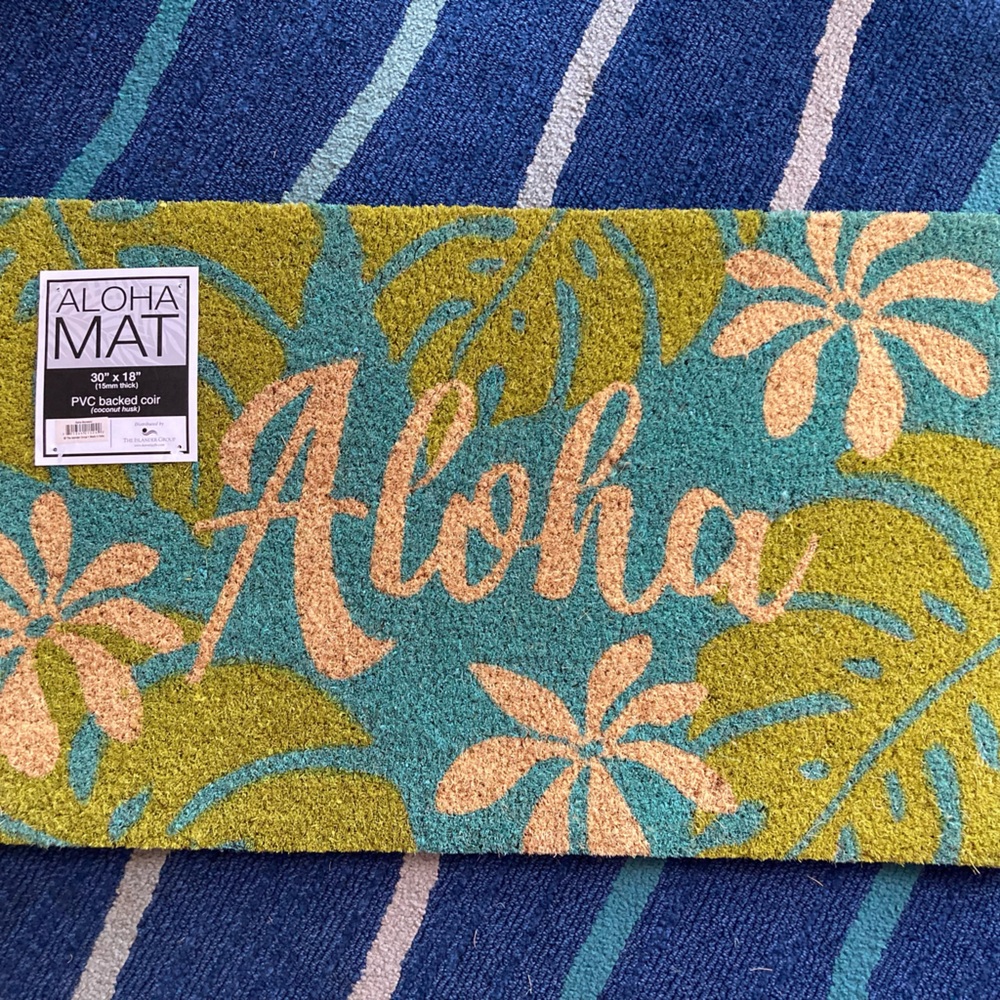 Aloha coconut husk mat with pvc backing door mat